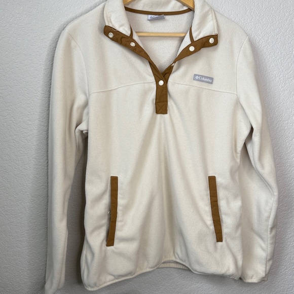 Columbia Fleece Pullover Cream Tan size Medium - Picture 2 of 11